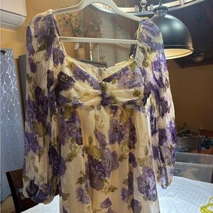 Floral Chiffon Dress with Bow